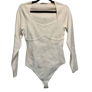 Abercrombie & Fitch Bra-Free 90s Retro Bodysuit Thong Cream Large Balletcore
